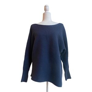 CAbi Utopia Sweater 6232 Navy Blue Chunky Rib Asymmetrical Women M Pullover